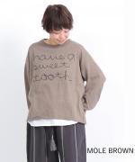 コットンリブニット　刺繍プルオーバー