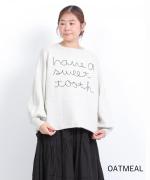 コットンリブニット　刺繍プルオーバー
