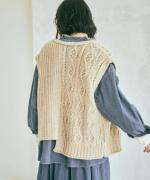 ミックスケーブルニット　2wayベスト