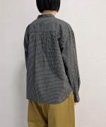 コットンチェック スタンドカラーシャツ