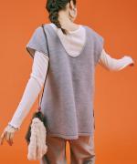 cloudy wool 2WAYロングベスト