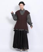 cloudy wool 2WAYロングベスト