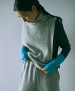 wool cotton rib ハイネックベスト