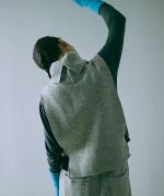 wool cotton rib ハイネックベスト