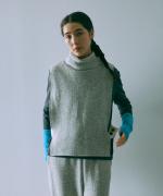 wool cotton rib ハイネックベスト