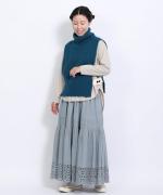 wool cotton rib ハイネックベスト