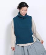 wool cotton rib ハイネックベスト