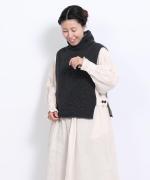 wool cotton rib ハイネックベスト