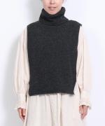 wool cotton rib ハイネックベスト