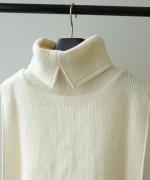 wool cotton rib ハイネックベスト