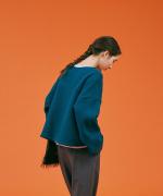 wool cotton rib 切り替えプルオーバー