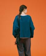 wool cotton rib 切り替えプルオーバー