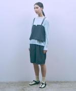 sheer satin タックハーフパンツ