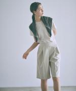 sheer satin タックハーフパンツ
