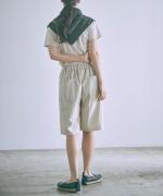 sheer satin タックハーフパンツ
