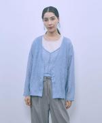 burbling polyester ノーカラージャケット