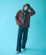 wool cotton rib　フーディストール