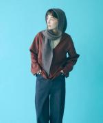 wool cotton rib　フーディストール