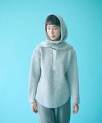 wool cotton rib　フーディストール