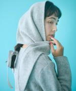 wool cotton rib　フーディストール