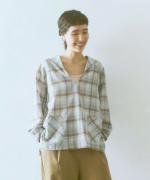 frosted twill check　セーラーカラープルオーバー