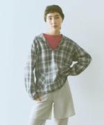frosted twill check　セーラーカラープルオーバー