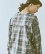 frosted twill check　セーラーカラープルオーバー