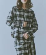 cotton viera tartan check　Vネックブラウス