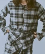 cotton viera tartan check　Vネックブラウス