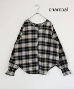 cotton viera tartan check　Vネックブラウス