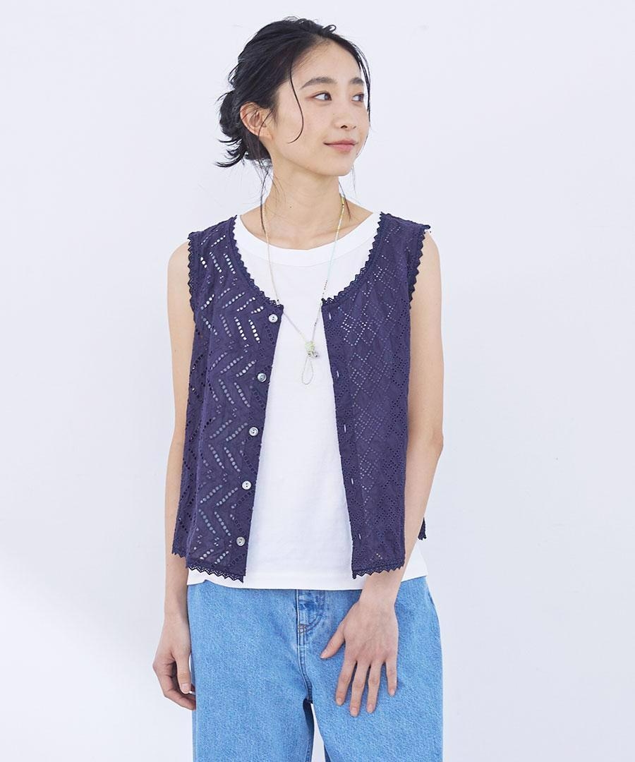 〈nouvelles du paradis / 50/2ソフト天竺　ノースリーブトップス 〉