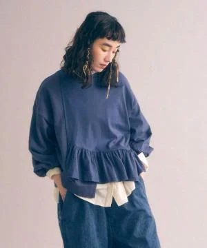 ミニ裏毛×コーマ天竺　アシメプルオーバー