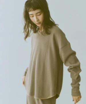 organic waffle  Vネック2wayプルオーバー
